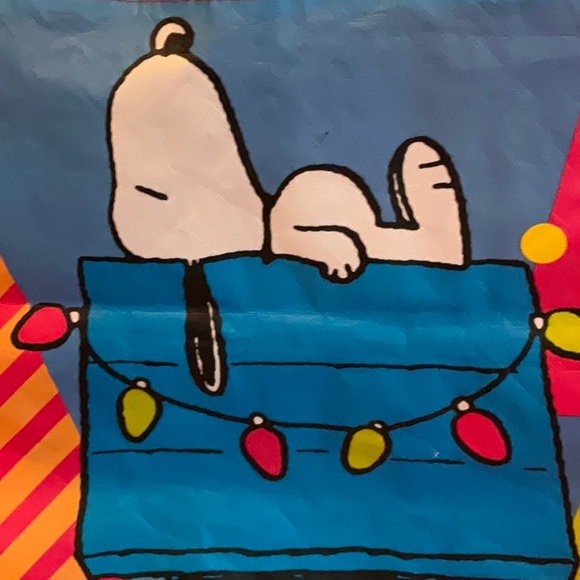 Peanuts Snoopy Doghouse Christmas Lights Reusable Tote Bag, EUC, ADORABLE - Picture 2 of 5